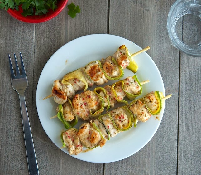 Spicy Chicken and Zucchini Kebabs