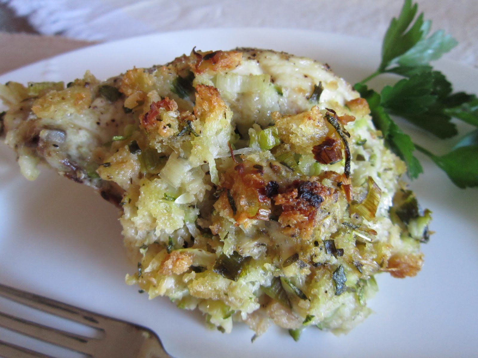 The Italian Next Door Zucchini, Asiago, and Tarragon Stuffed Chicken
