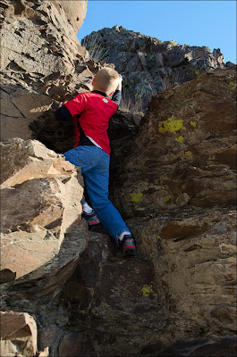 Climbing basalt.