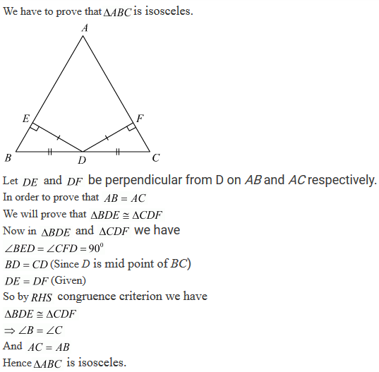 R.D. Sharma Solutions Class 9th Ch 10 Congruent Triangles Exercise 10.5