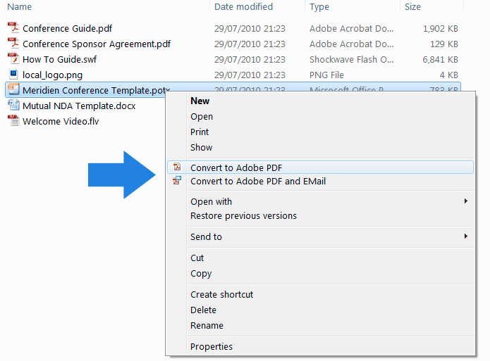 Somahovering Missing "Convert to Adobe PDF" context menu?