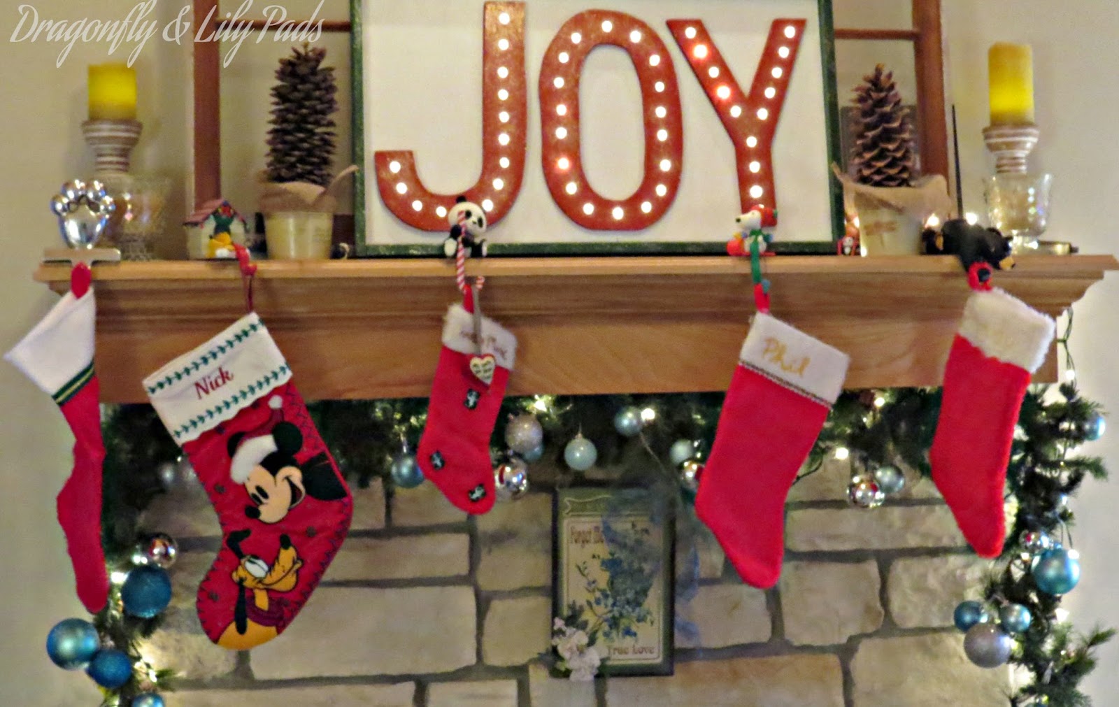 Joy Marquee Sign, Christmas Mantel, DecoArt Champagne Craft Twinkle Paint, Letters Edge of Frame 