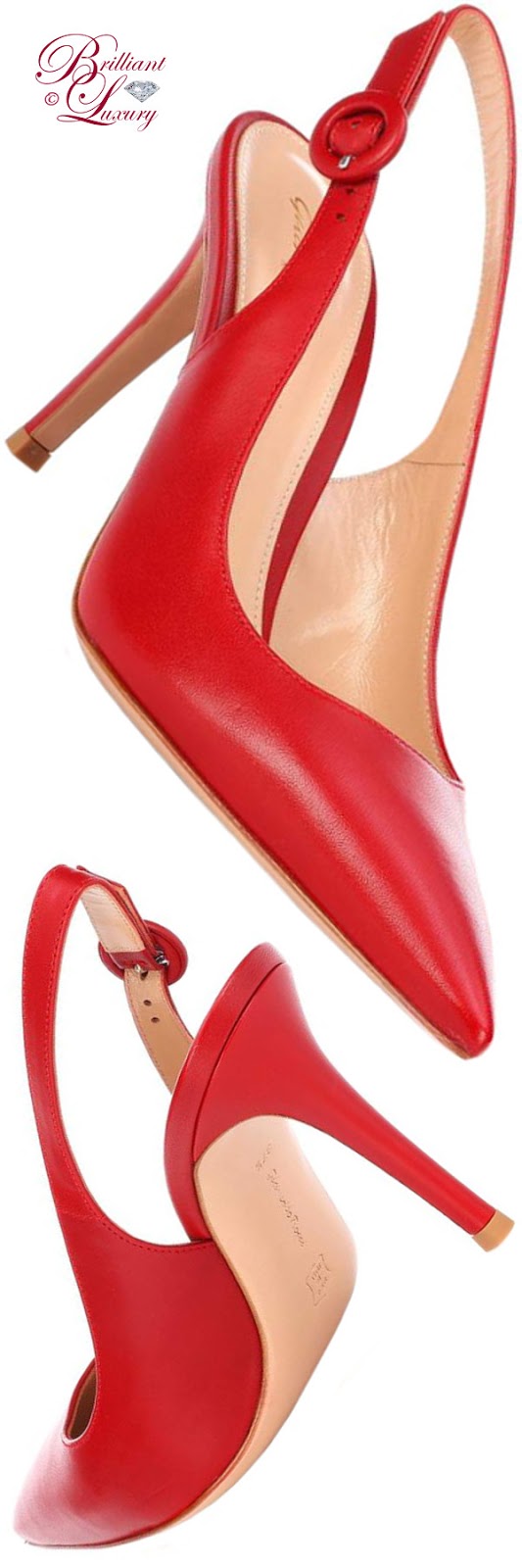 Brilliant Luxury ♦ Gianvito Rossi Anna leather slingback pumps in #red