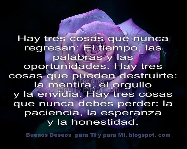 Reflexiones para TI y para MÍ: ** Hay Tres Cosas que nunca regresan...*