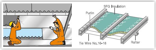 การติดตั้งฉนวน วิธีการติดตั้งฉนวนกันความร้อน เอสซีจี วิธีการใช้งานฉนวนงานหลังคา Installation for roof3