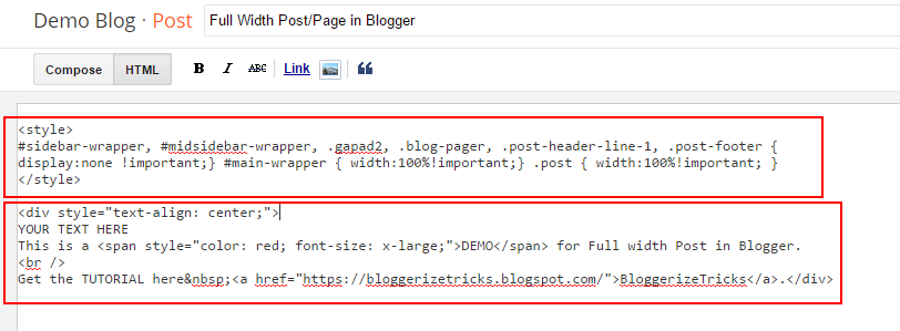 How to make Full Width on Specific Posts or Page section in Blogger ...