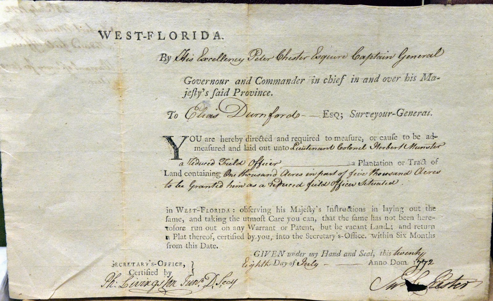 Lighthouse Books, ABAA West Florida land grant document highlights