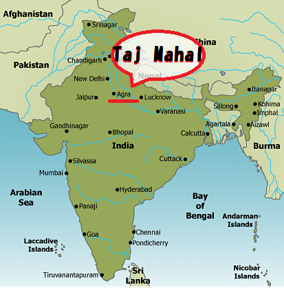 Taj Mahal On A Map Of India United States Map taj-mahal-on-a-map-of-india-united-states-map