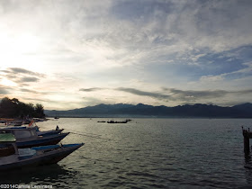 Sunrise over Gili Air and Lombok in Indonesia