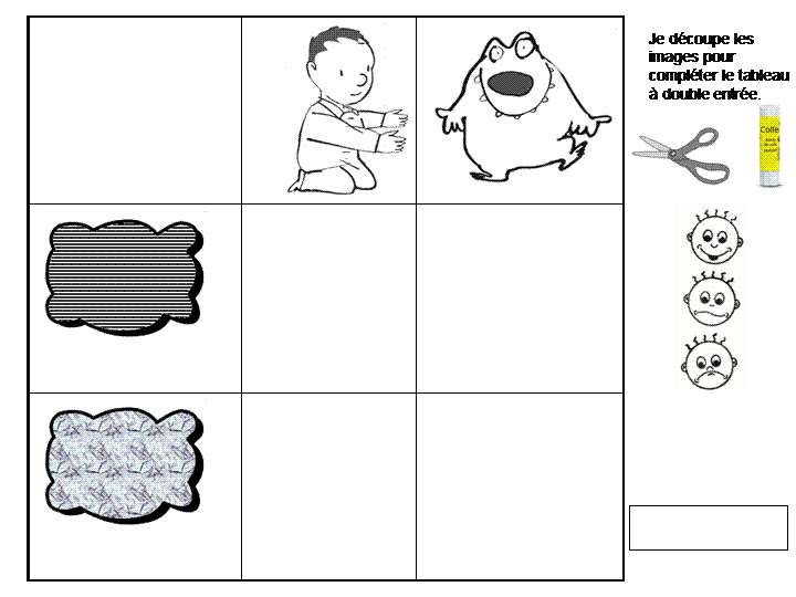 Maternelle: Proumzy, exploitation, tableau à double entrée