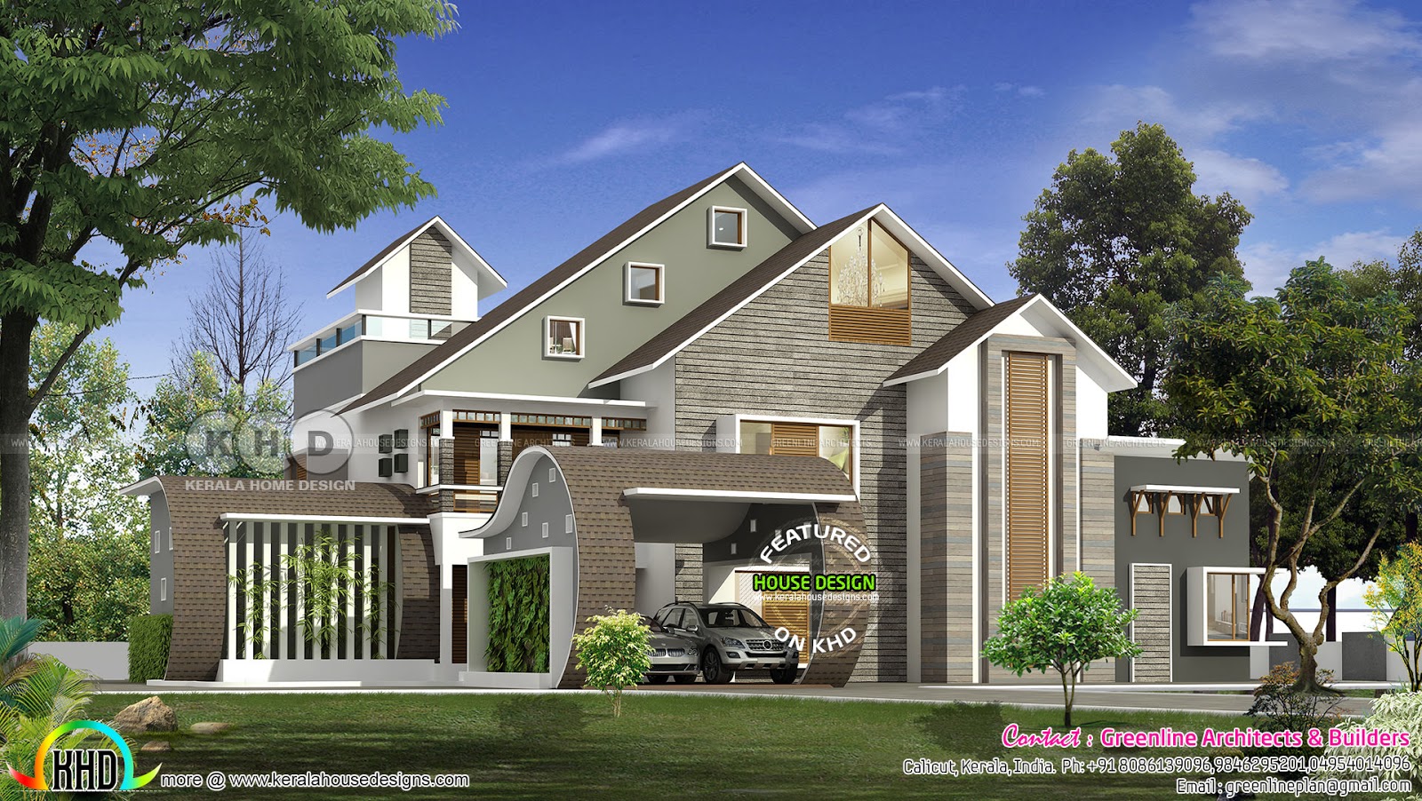 5 bedroom sloping roof house in contemporary style