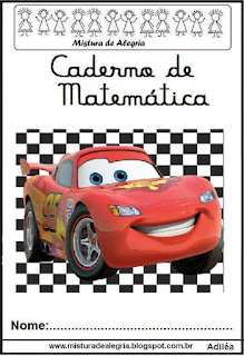 mcqueen Capa para caderno matemática Mcqueen