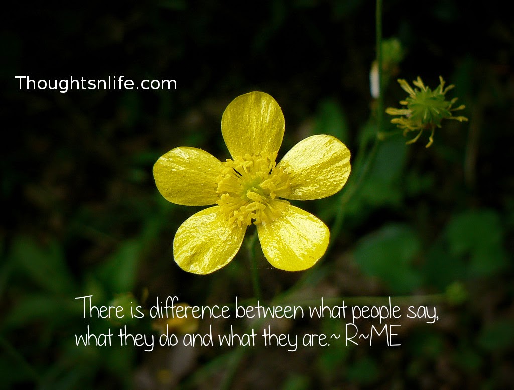 Thoughtsnlife.com : There is difference between what people say, what they do and what they are. ~R~ME