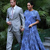 Meghan Markle dons a blue gown as she joins her husband for a private meeting with King Mohammed VI on their last evening in Morocco