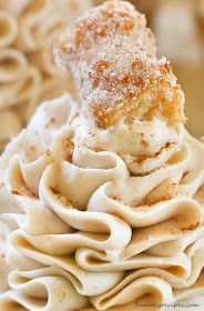 close up of ruffled cinnamon frosting