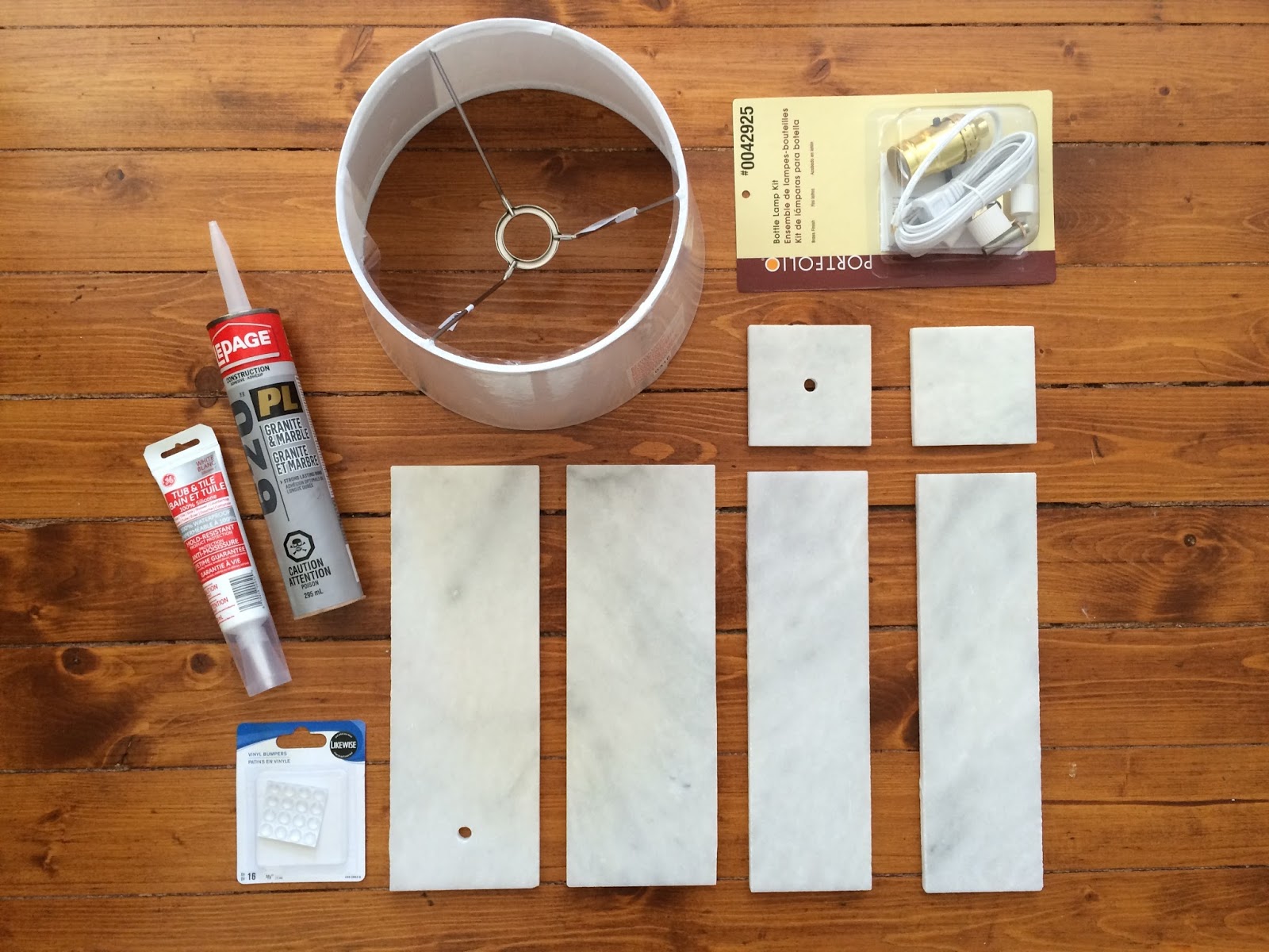 pieces to make a diy marble lamp base