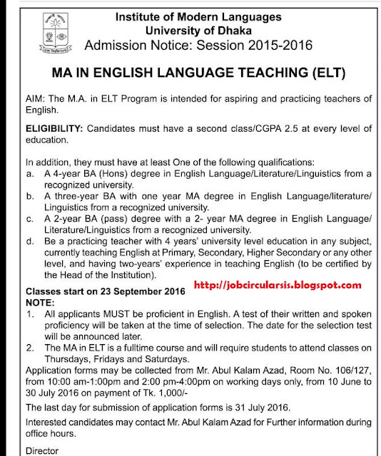 MA in ENGLISH Language eaching(ELT)