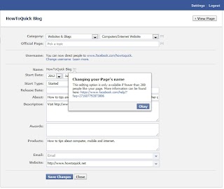 Change of Facebook Fan Page Name Options Change of Facebook Fan Page Name Options