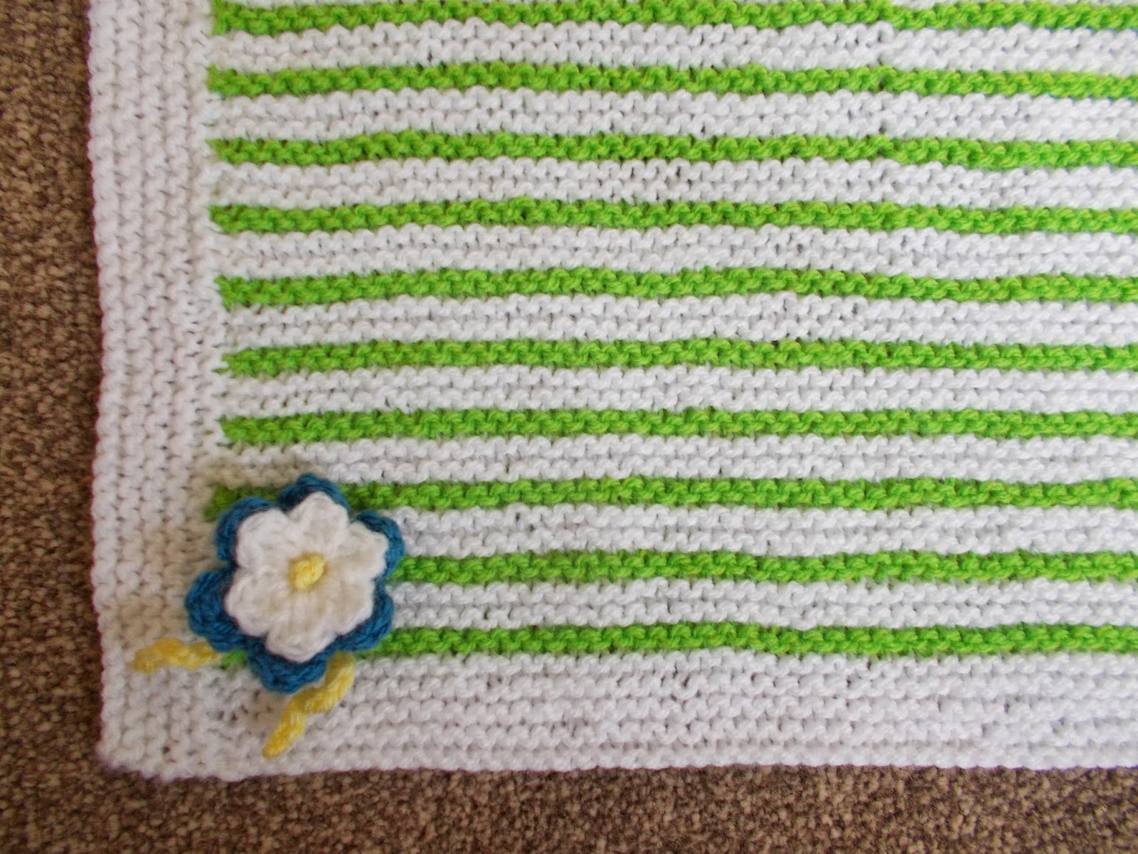 Marianna's Lazy Daisy Days Easy Garter Stitch Striped Baby Blanket