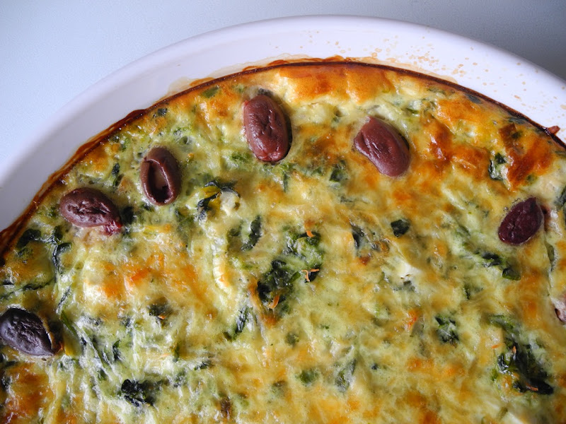 Pass to the Left Crustless Leek, Spinach and Feta Quiche