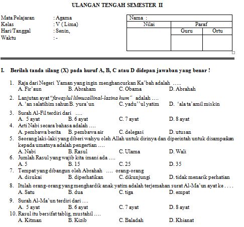 Soal Anak Tk Agama