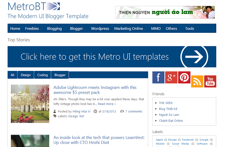 Metro BTK blogger template