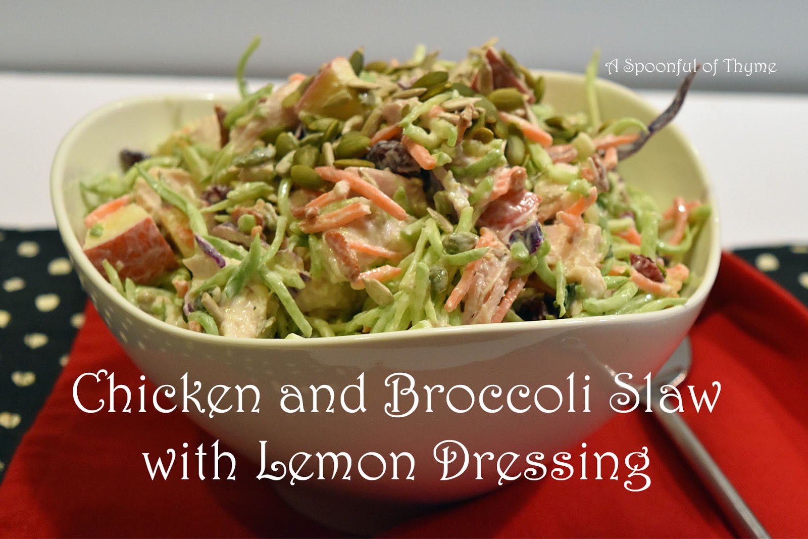 Chicken and Broccoli Slaw with Lemon Dressing