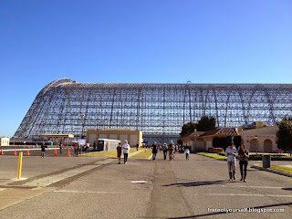Northern end of the metal skeletal structure of Hangar One.