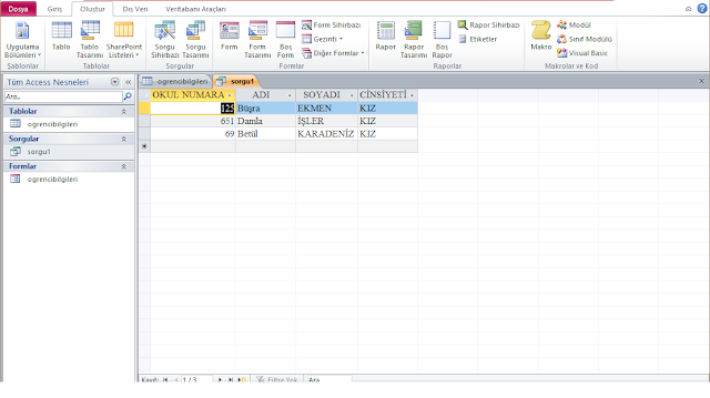 Veritabanı Yönetimi: Veritabanı Örneği