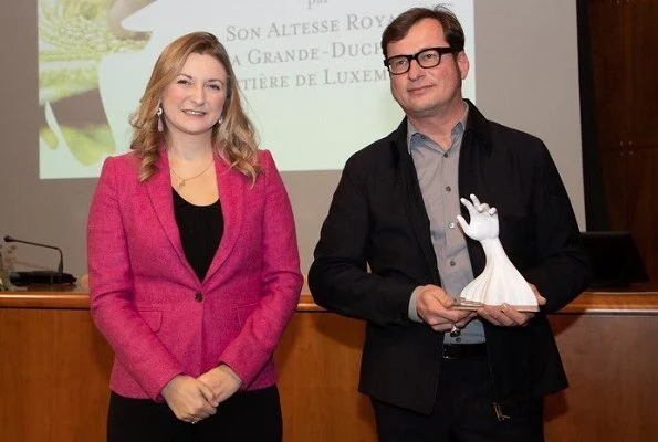 Princess Stephanie and Prince Guillaume attend Hands of Masters awards. Stephanie Pink One Button Cotton Blazer