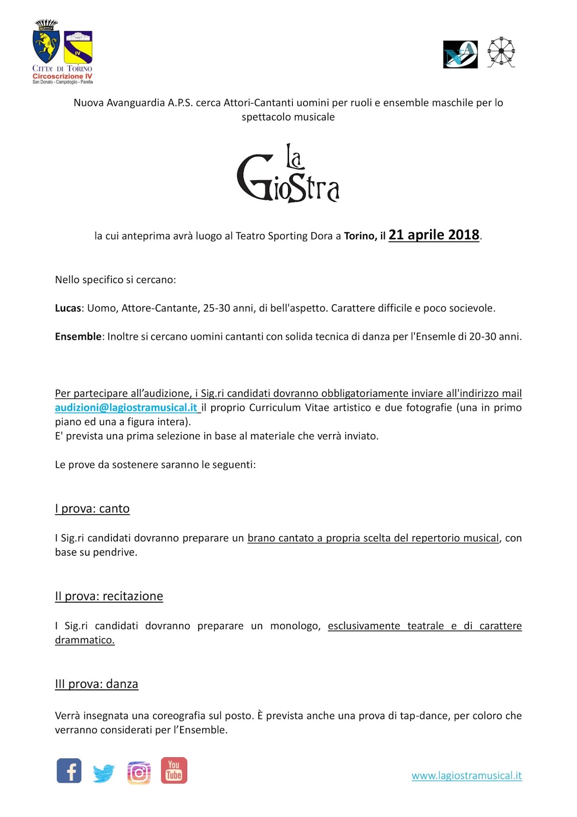 CASTING: Nuova Avanguardia A.P.S. cerca Attori Cantanti uomini per ... CASTING: uomini Nuova Avanguardia A.P.S. cerca Attori Cantanti uomini CASTING: per ... d8bd20