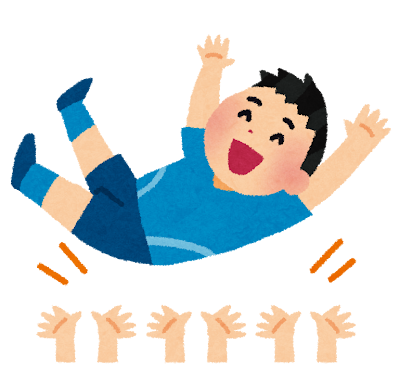 胴上げをされている人のイラスト（男性・スポーツ）