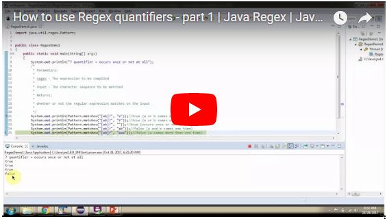 JAVA EE: How to use Regex quantifiers - part 1 | Java Regex | Java ...