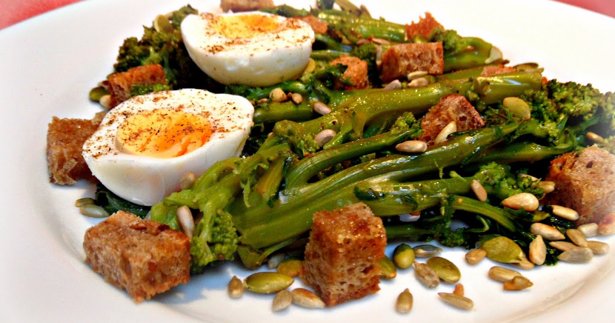 Chez Maximka Purple sprouting broccoli salad with eggs and garam masala