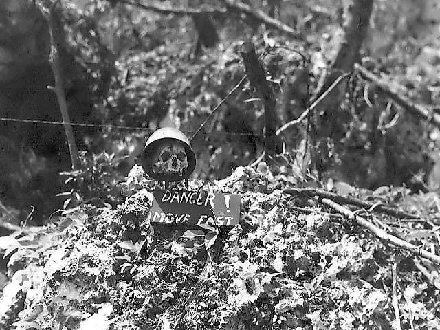 Front line warning sign on Peleliu October