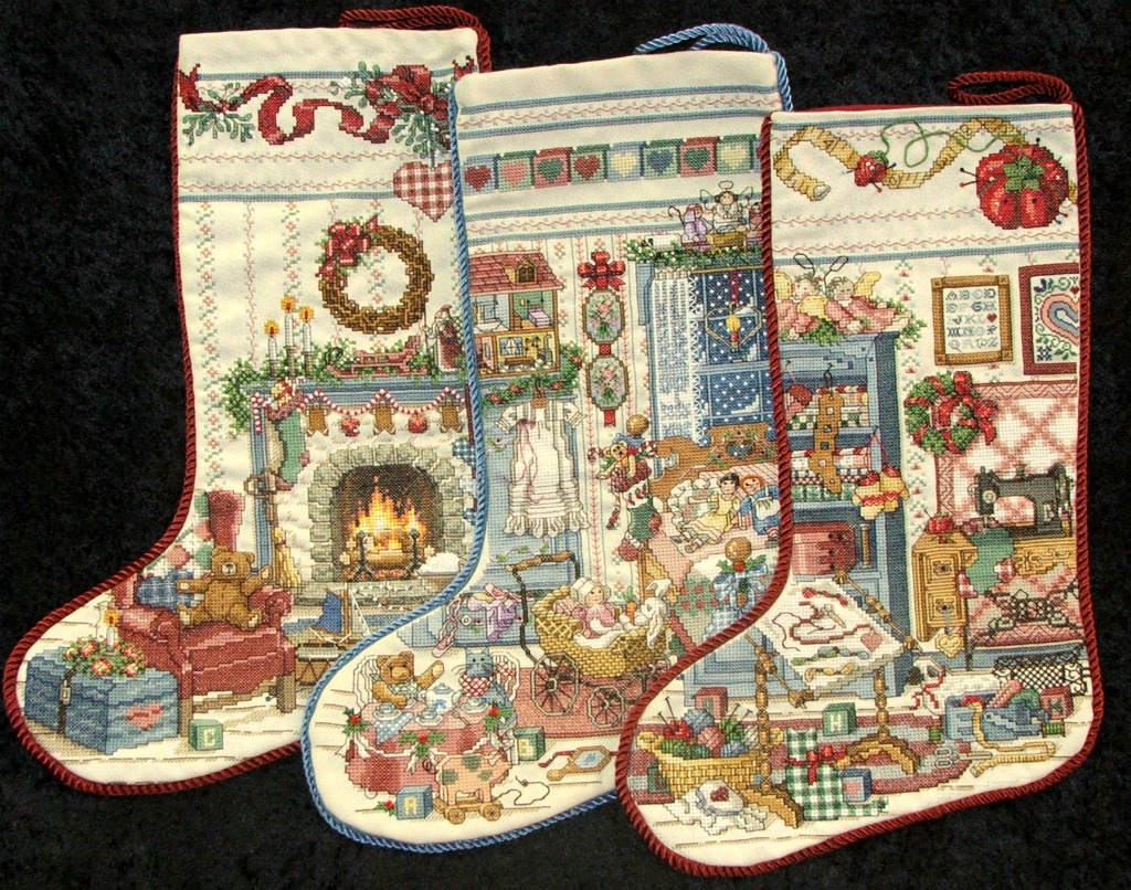 queenofallcrafts-just-listed-finished-cross-stitch-christmas-stockings
