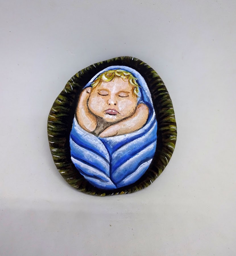 Belén pintado en piedras