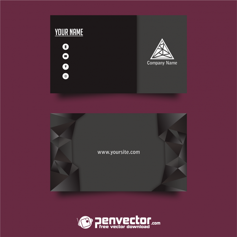 Lowpoly Black Business Card kartu nama bisnis Free Vector