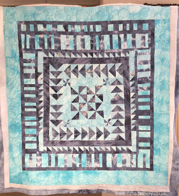Jacqui's hand dyed quilt  with 'Circle Play' digital quilt pantograph designed by Patricia Ritter