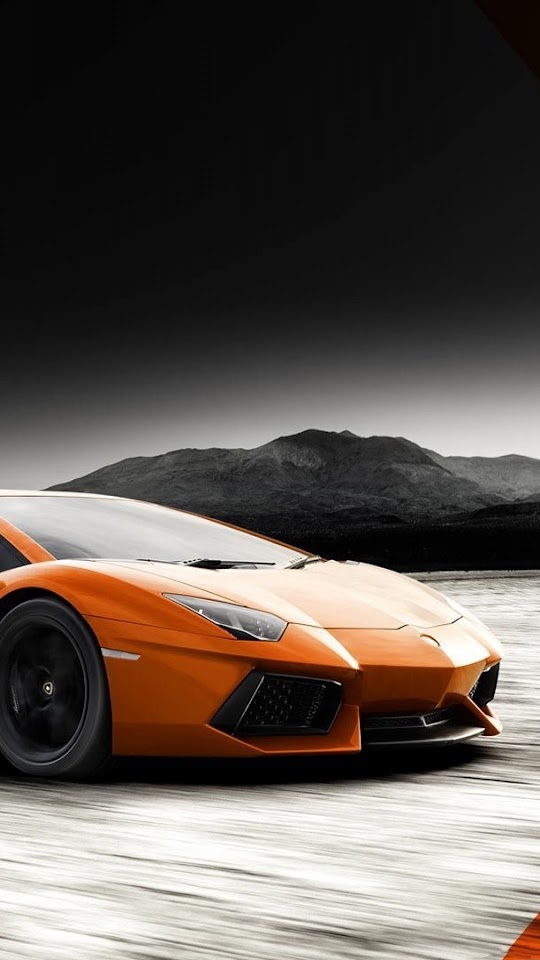 Lamborghini Aventador Orange Grey Desert  Android Best Wallpaper