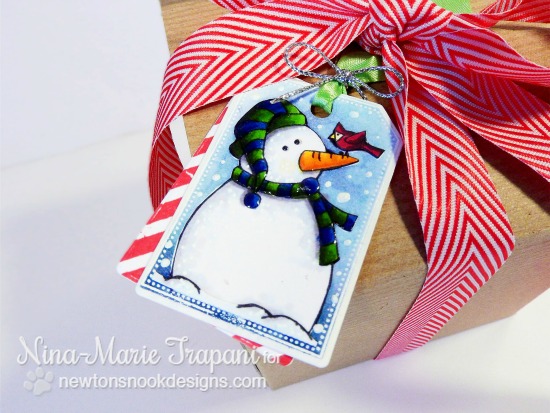 Snowman Tag by Nina-Marie Trapani | Jolly Tags Stamp and Die Set by Newton's Nook Designs #newtonsnook