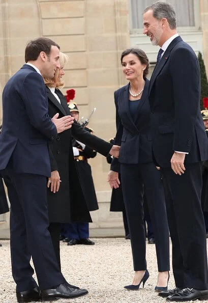 King Felipe and Queen Letizia attended a lunch hosted by French president Emmanuel Macron and his wife Brigitte Macron