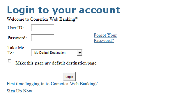 comerica online banking login