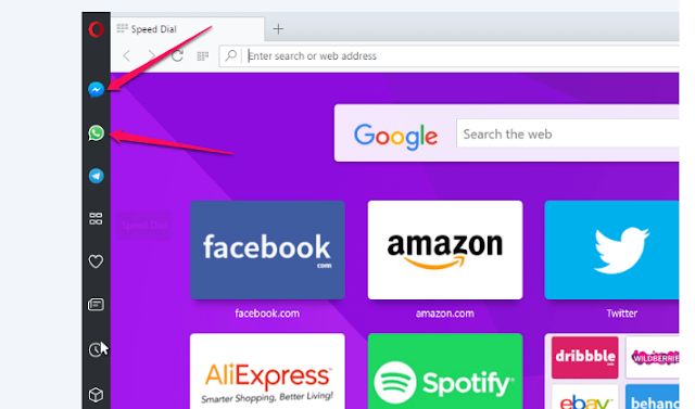 opera desktop browser with chatting apps
