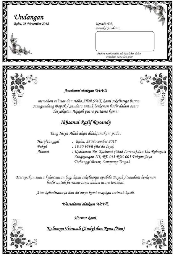 Contoh Surat Undangan Aqiqah Pdf Gratis Download Undangan Aqiqah Word Kekinian Bisa Edit Edisi Terbaru Contoh