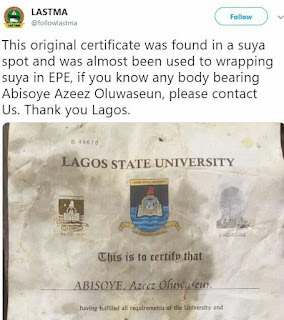 LASU Degree Certificate Supposedly Found