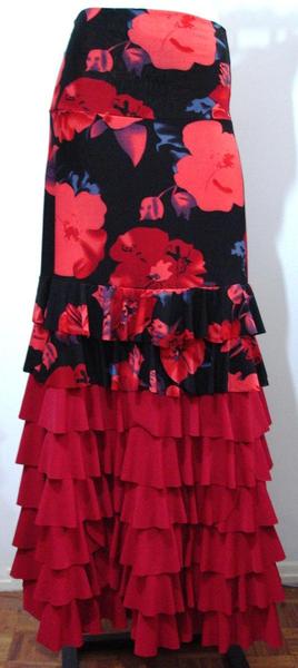 SOLD OUT_Skirt Bromélia 020 Red and Large Flowers - U$130.00