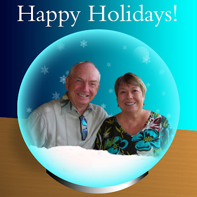 couple in a photoshop snow globe