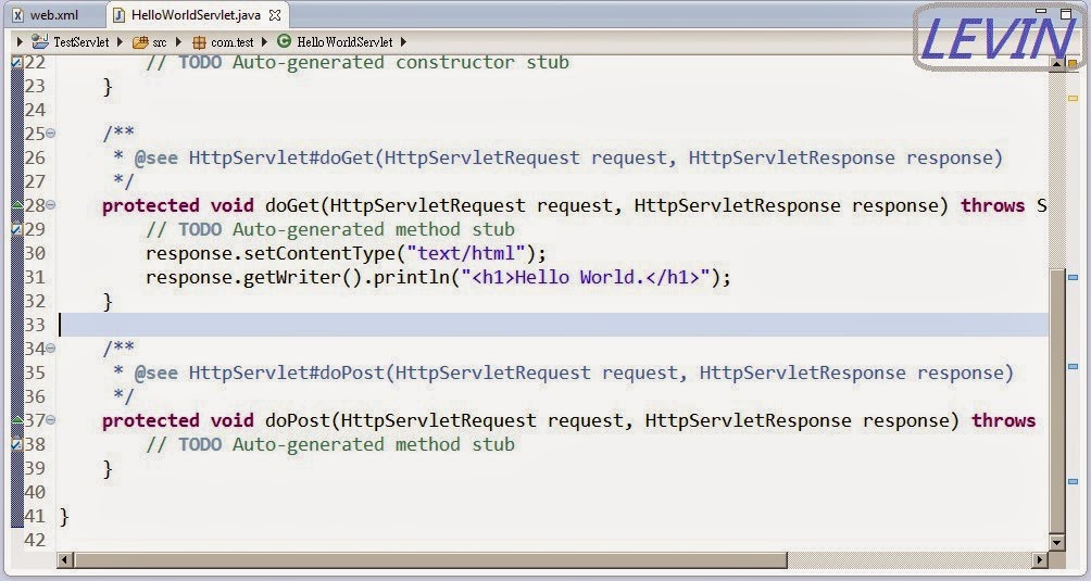 Java程式教學甘仔店: Java建立Servlet Hello World Example