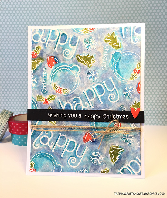 Watercolor Christmas Card by Tatiana | Simply Seasonal Stamp set by Newton's Nook Designs #newtonsnook